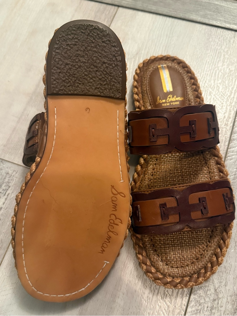 Sam Edelman Brown Braided Leather Slide Sandals women’s Size 6 Brand New! - Picture 2 of 4